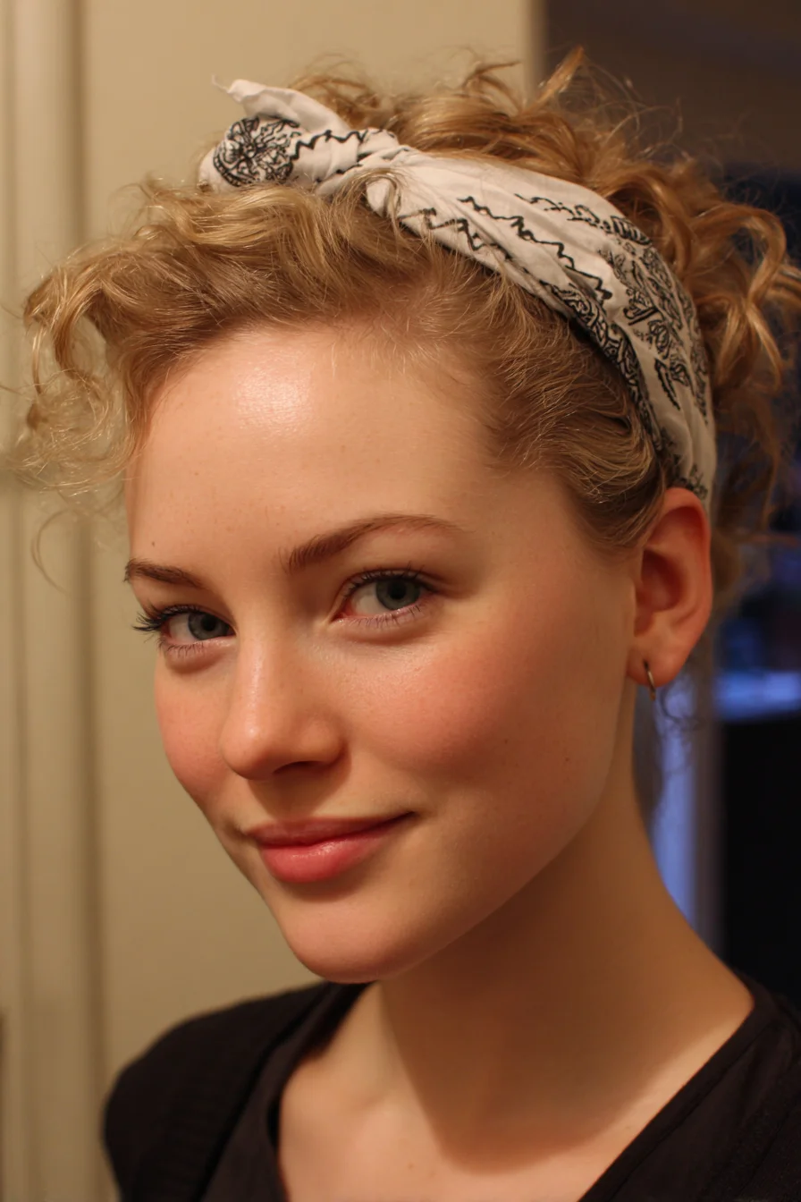Bandana Headband for Short Curly Hair — Textured Messy Curls