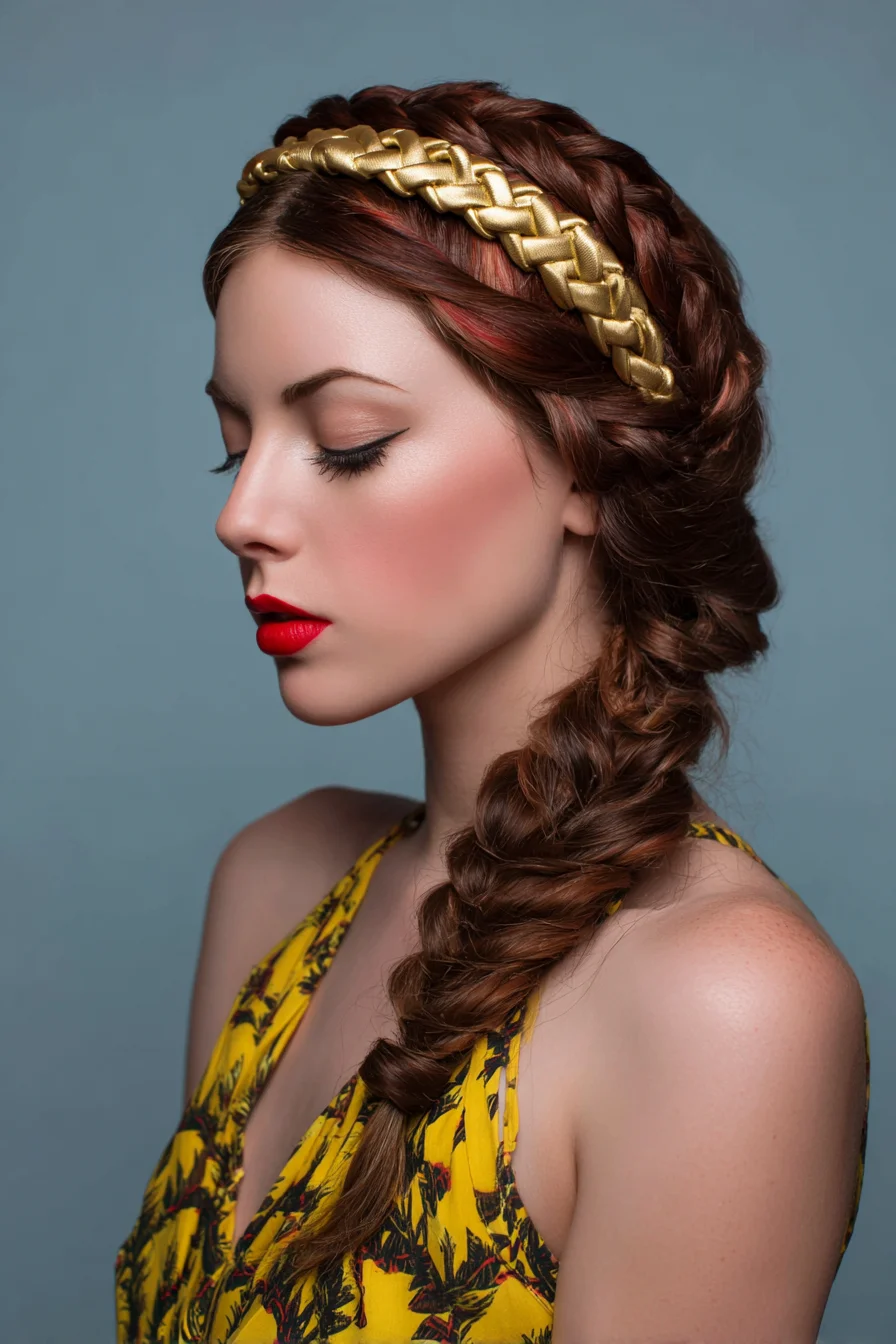 Boho Crown Halo with Textured Side Fishtail Braid