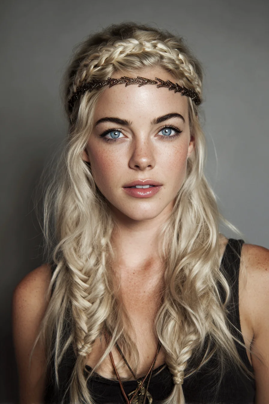 Boho Halo Braid with Fishtail Side Plaits and Beachy Waves