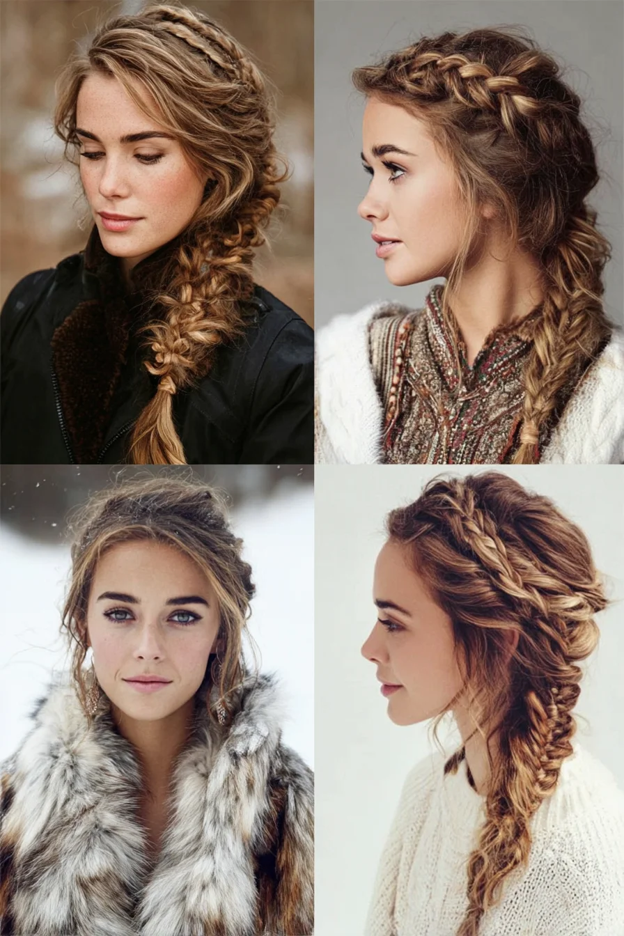 Boho Textured Side Braid with Crown Accent and Fishtail