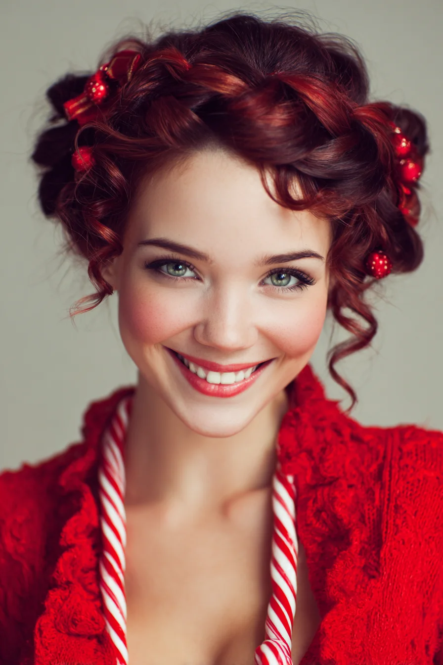 Braided Crown Updo with Loose Face‑Framing Curls