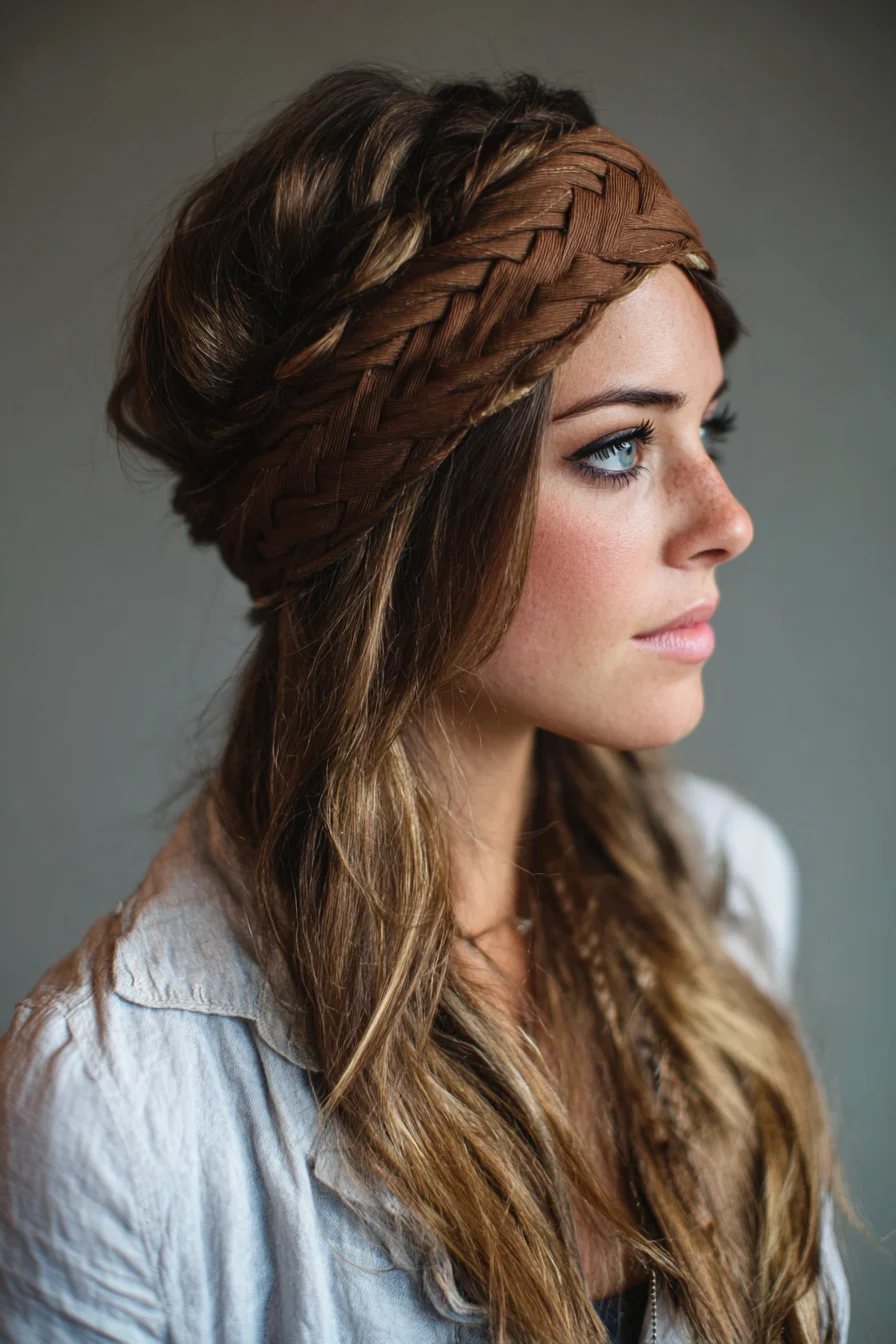 Braided Headband with Loose Beach Waves