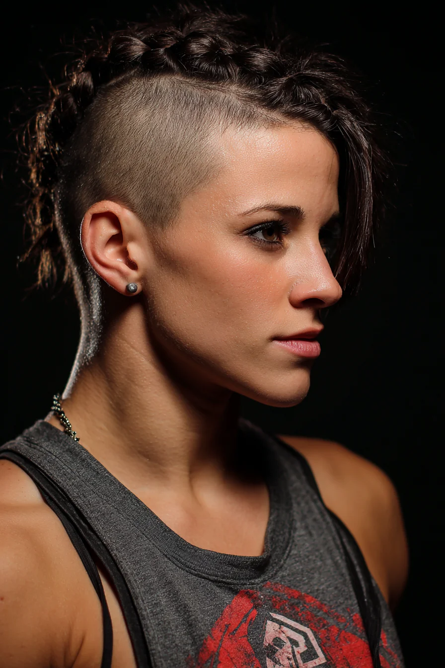 Braided Mohawk Undercut with Side Fringe (Dutch Braid + Shaved Sides)