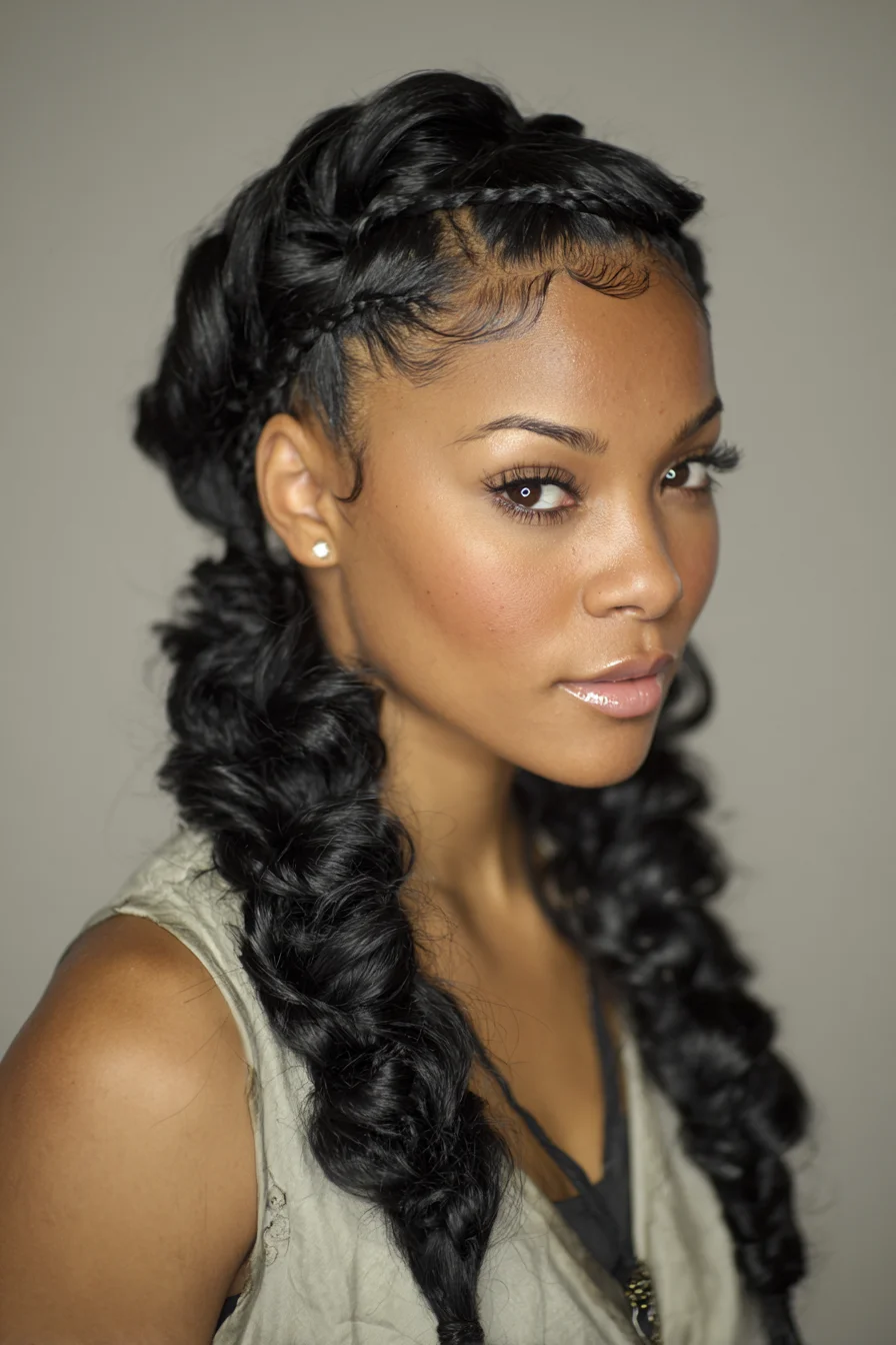 Chunky Rope Braids with Crown Feed-In Braid and Laid Baby Hairs