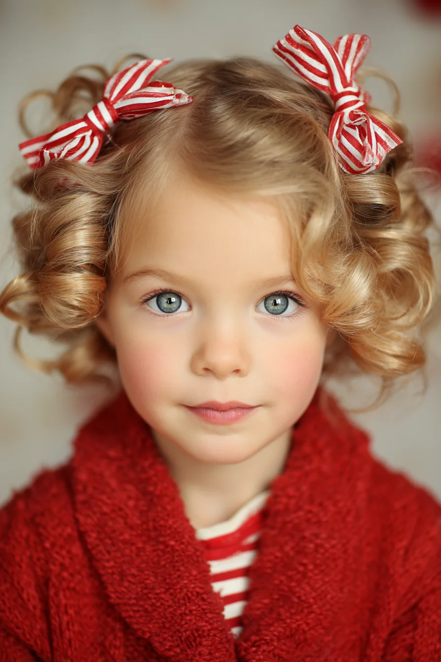 Classic Pin-Curl Ringlets with Ribbon Bows — Short to Medium Fine Hair