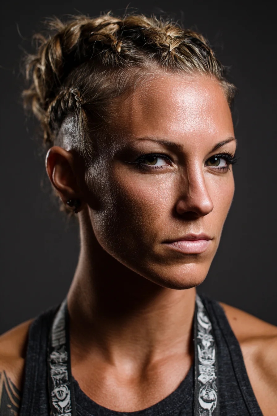 Cornrow Crown Braided Updo with Undercut — Tight Edgy Braids