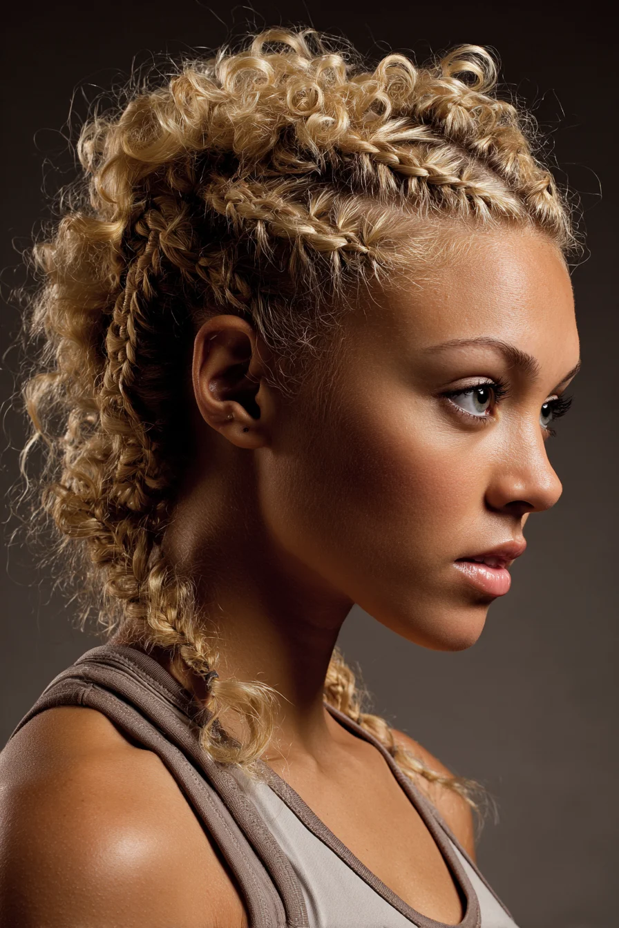 Cornrow Mohawk with Defined Curls — Braids for Curly & Textured Hair