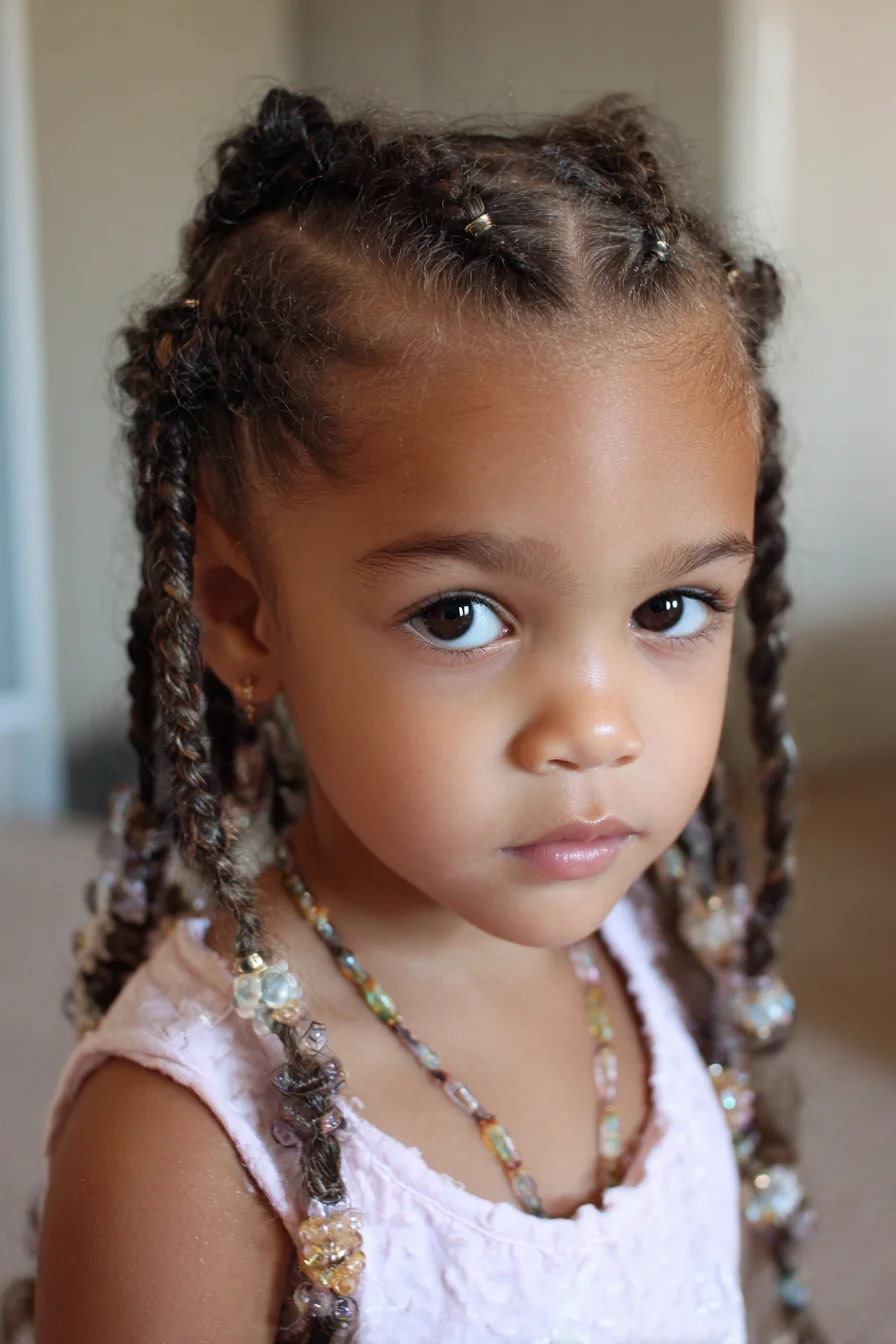 Cornrowed Box Braids with Beads — Protective Style for Textured Hair