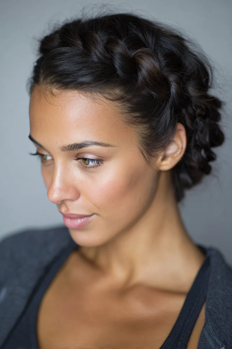 Crown Dutch Braid Updo for Medium to Thick Hair