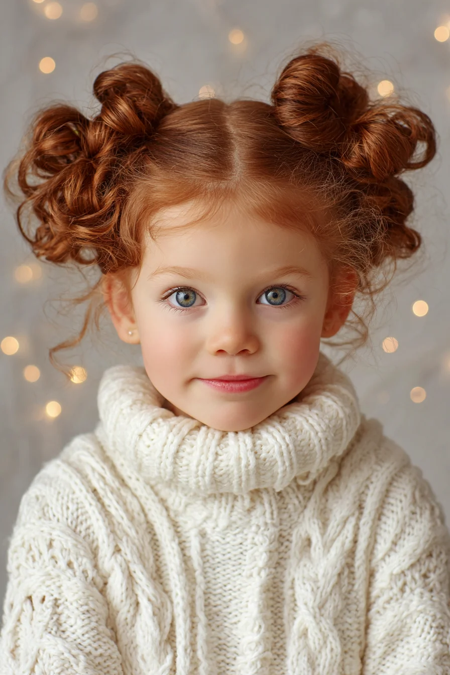 Curly Double Buns — Messy Space Buns with Face‑Framing Curls