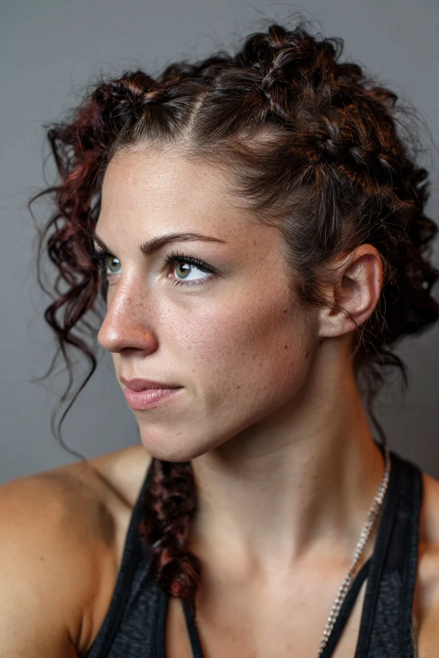 Curly Double Dutch Braids with Face-Framing Tendrils