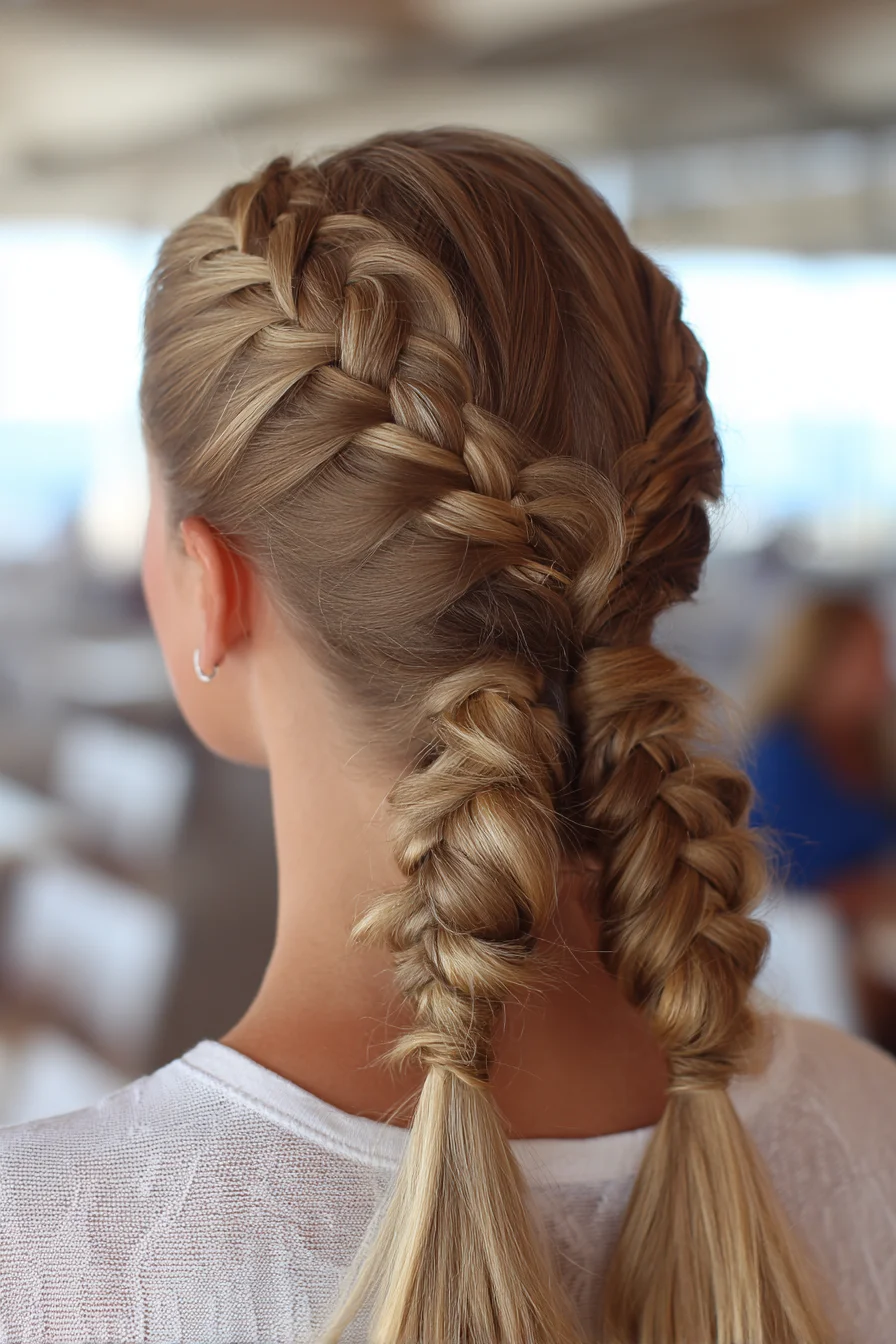 Double Dutch (Boxer) Braids — Chunky Pancaked Braids for Medium–Long Hair