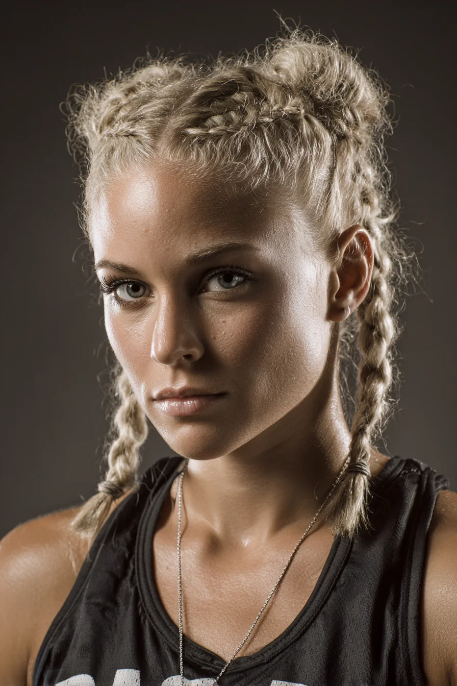 Double Dutch (Boxer) Braids into Textured Mini Buns