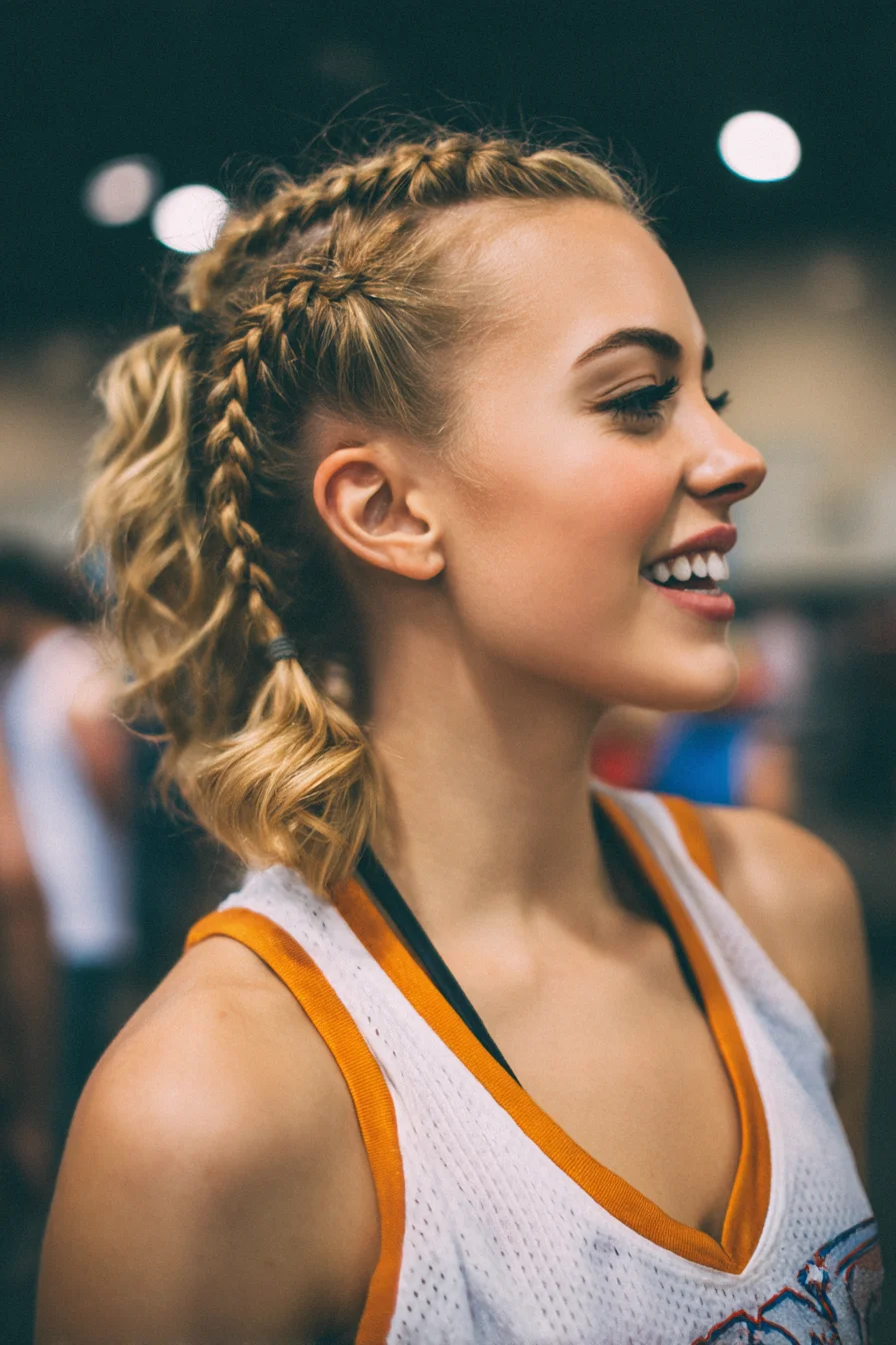 Double Dutch Braids into Curly Ponytail — Braided Athletic Look