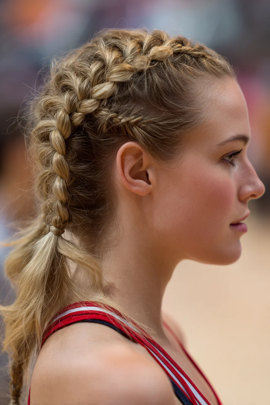 Double Dutch Braids into Low Pony with Accent Micro-Braids