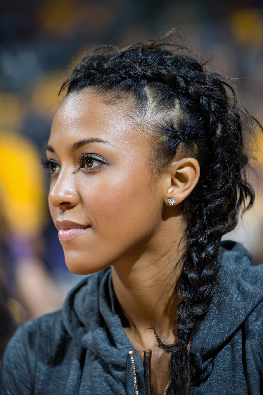 Double Dutch Braids Merged into a Single Side Braid — Protective Style