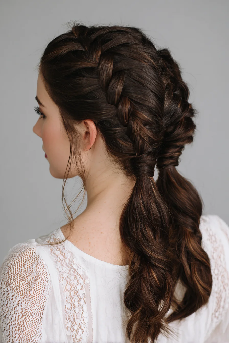 Double Dutch Braids to Textured Low Ponytail