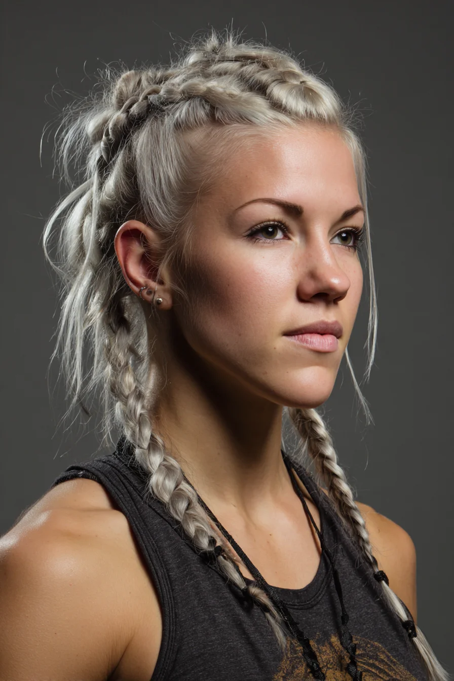 Double Dutch Braids with Crown Cornrows — Textured Platinum Braid Style
