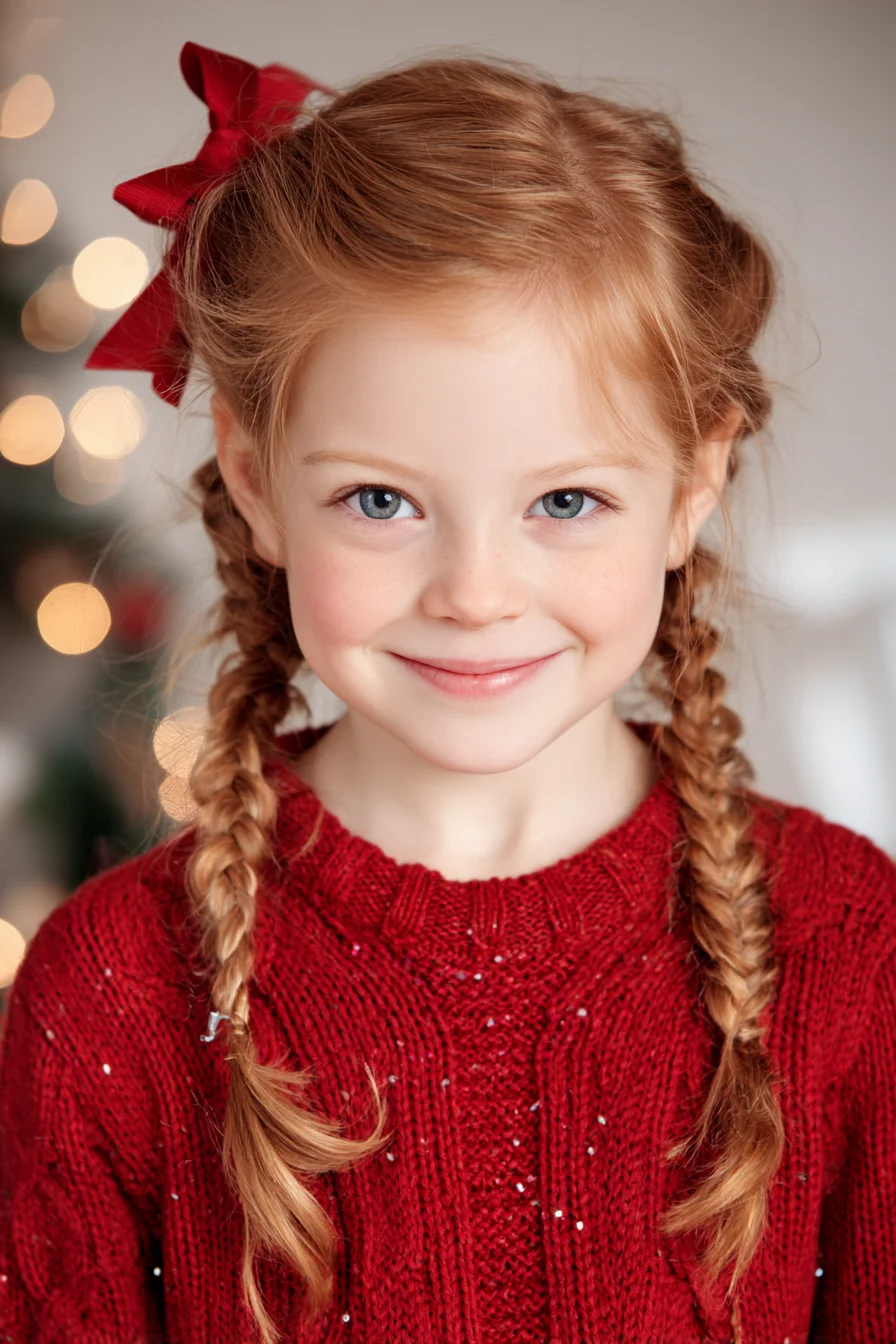 Double Dutch Braids with Soft Twisted Ends — Kids Holiday Look