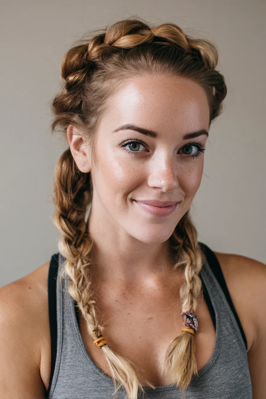 Double Dutch Crown-to-Pigtail Braids (Boxer-Style)