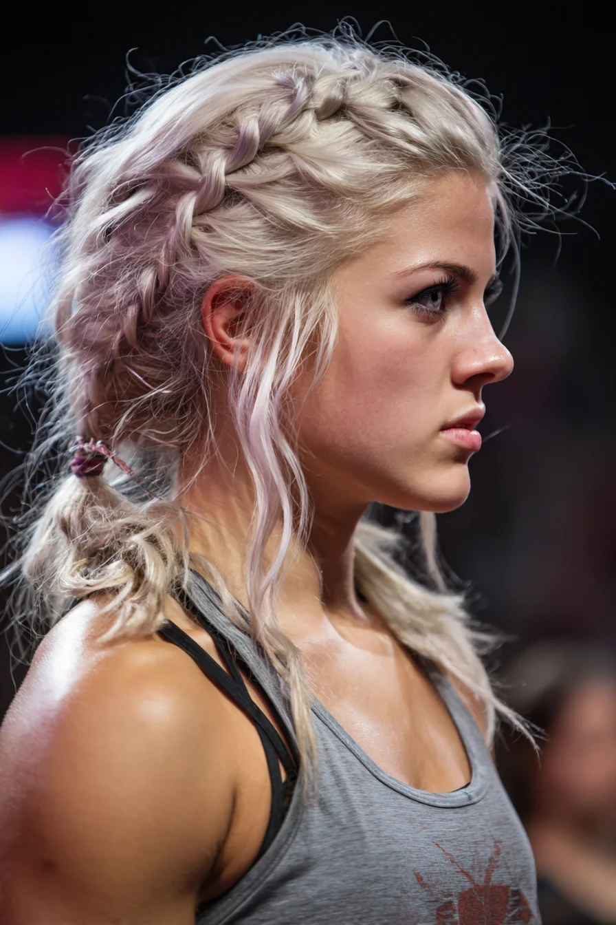 Dutch Braid Half‑Up into Tousled Low Pigtails — Textured Platinum Style