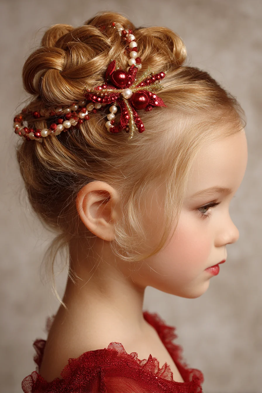 Elegant Twisted Loop Updo with Pearl-Bead Accent