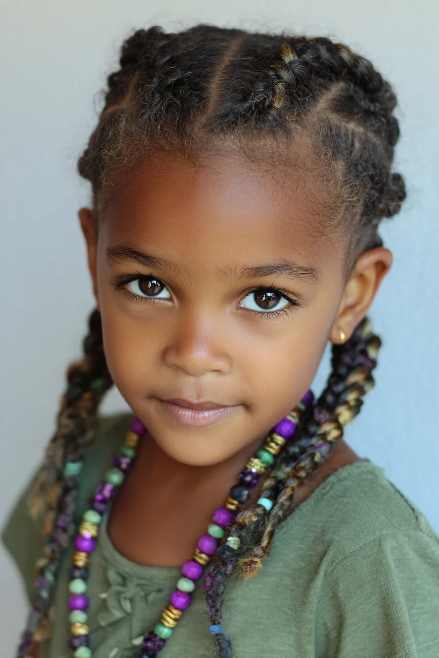 Feed‑in Cornrows Flowing into Beaded Individual Braids (Protective Style)