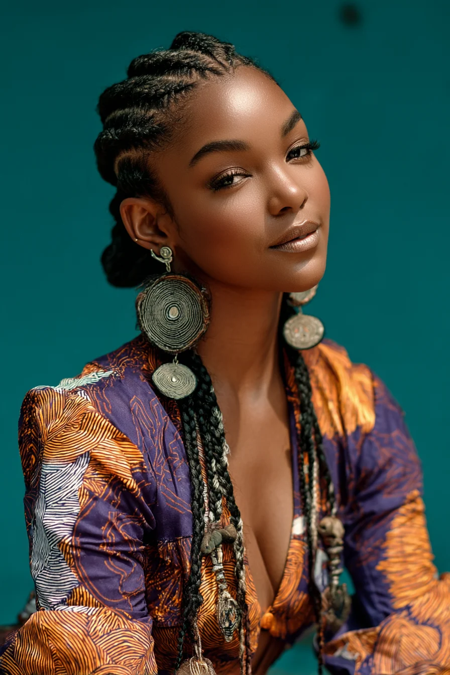 Feed-In Cornrows with Long Braids — Protective Style for Type 3–4 Hair