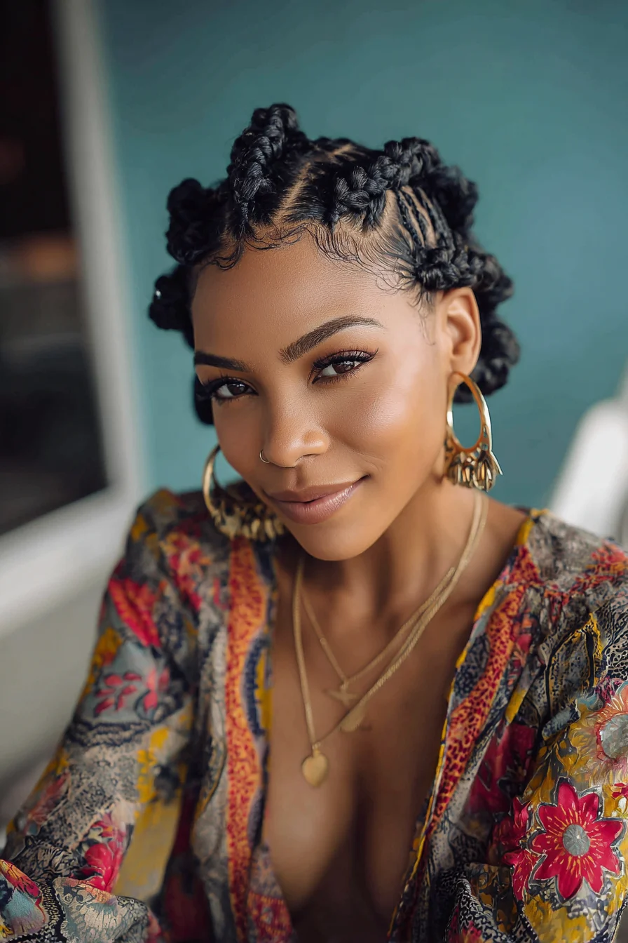 Flat-Twist Mini Bantu Knots — Protective Updo with Sleek Edges