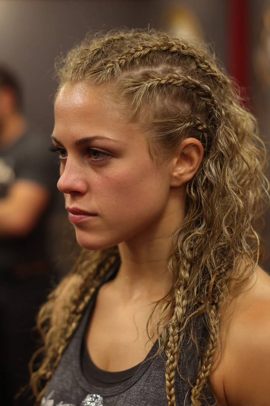 Half Cornrow Rows with Loose Curly Ends — Mini Braids for Wavy/Curly Hair