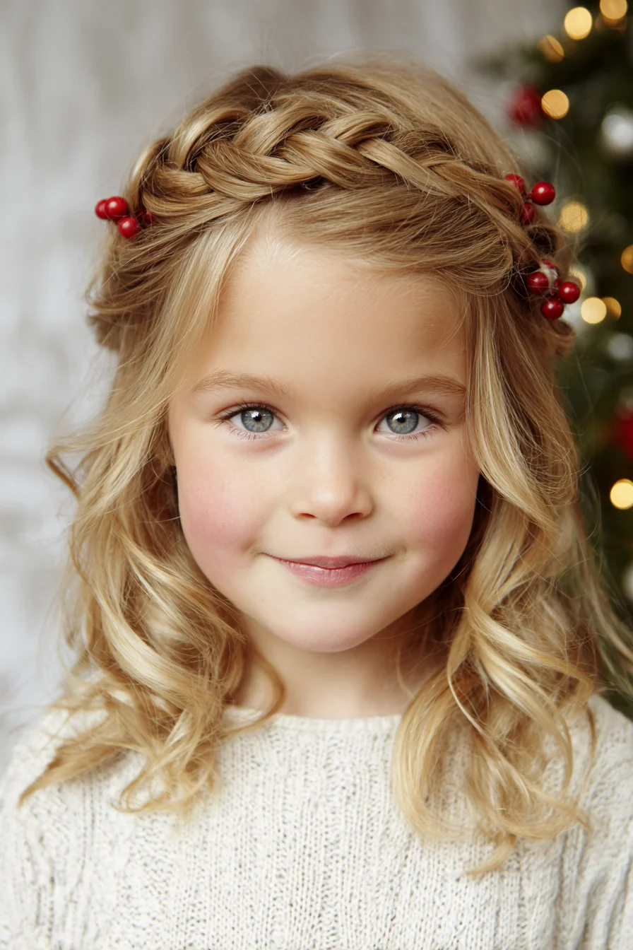 Halo Crown Braid with Soft Curls — Ideal for Fine to Medium Blonde Hair