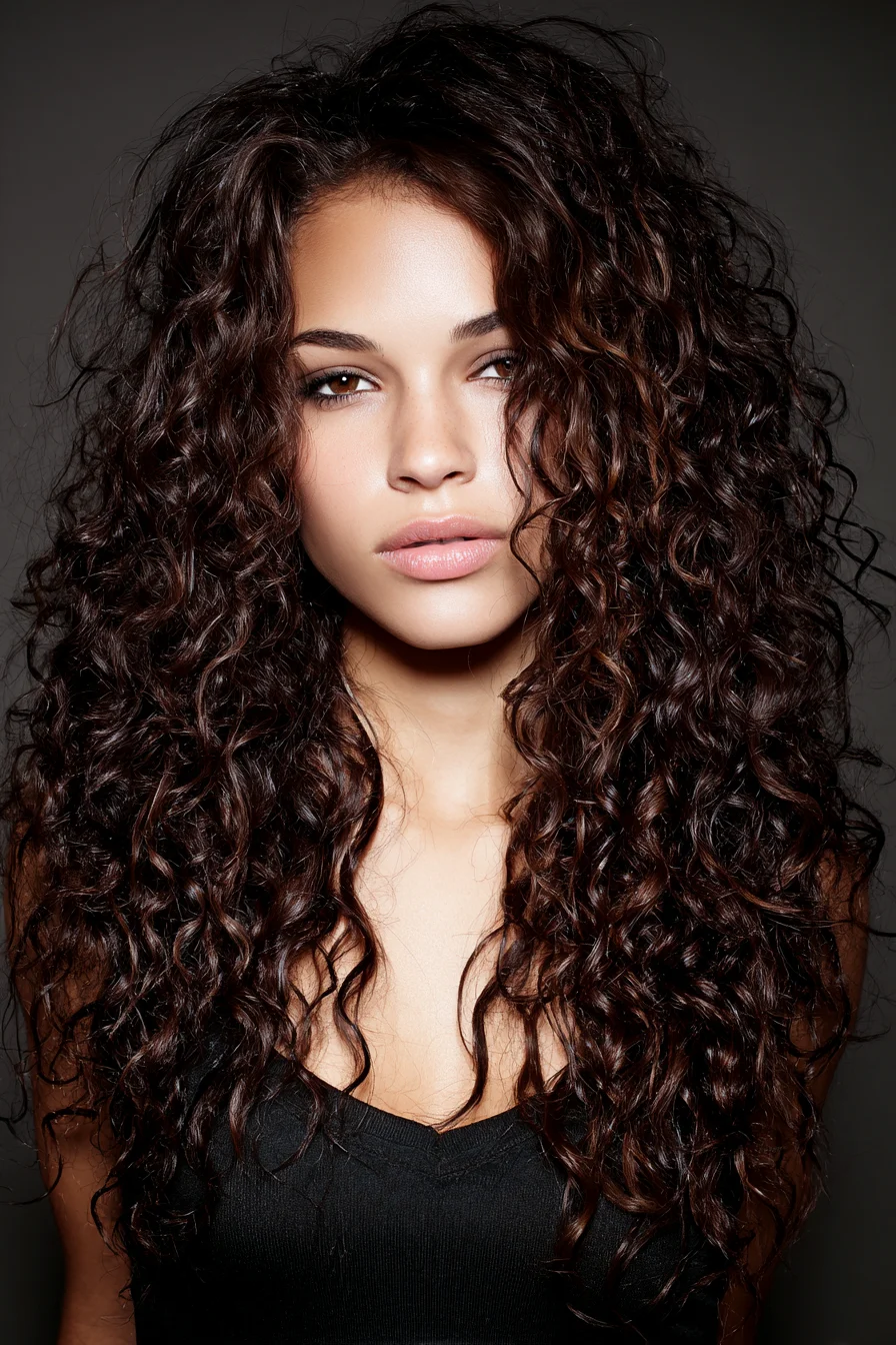 Long Defined Natural Curls - Layered Cut for Volume & Frizz Control