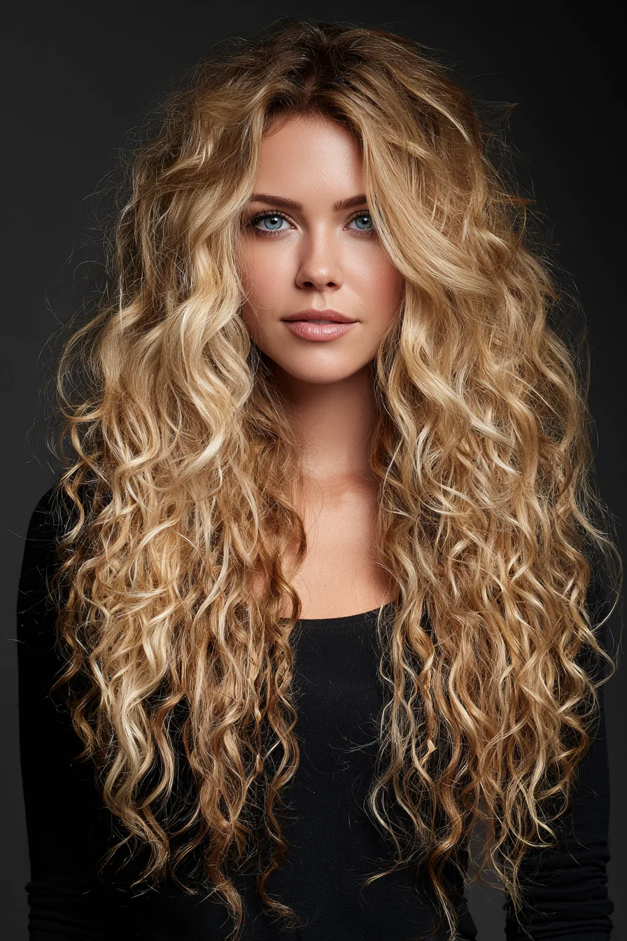 Long Layered Blonde Beach Waves with Loose, Textured Curls