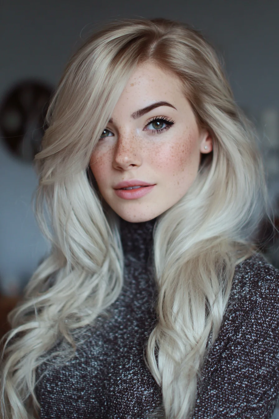 Long Layered Blowout with Side-Swept Fringe and Soft Waves