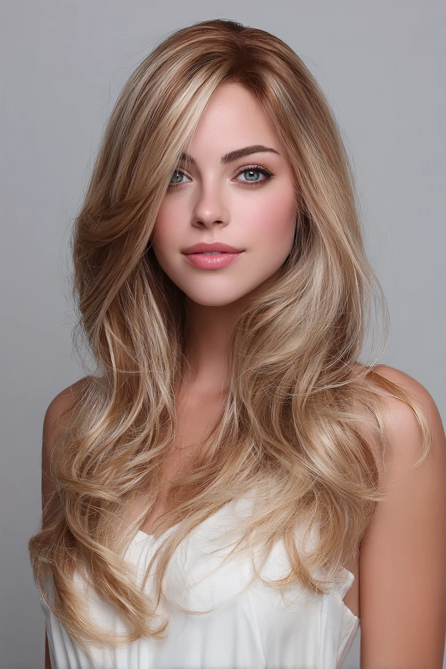 Long Layered Face-Framing Cut with Soft Beachy Waves