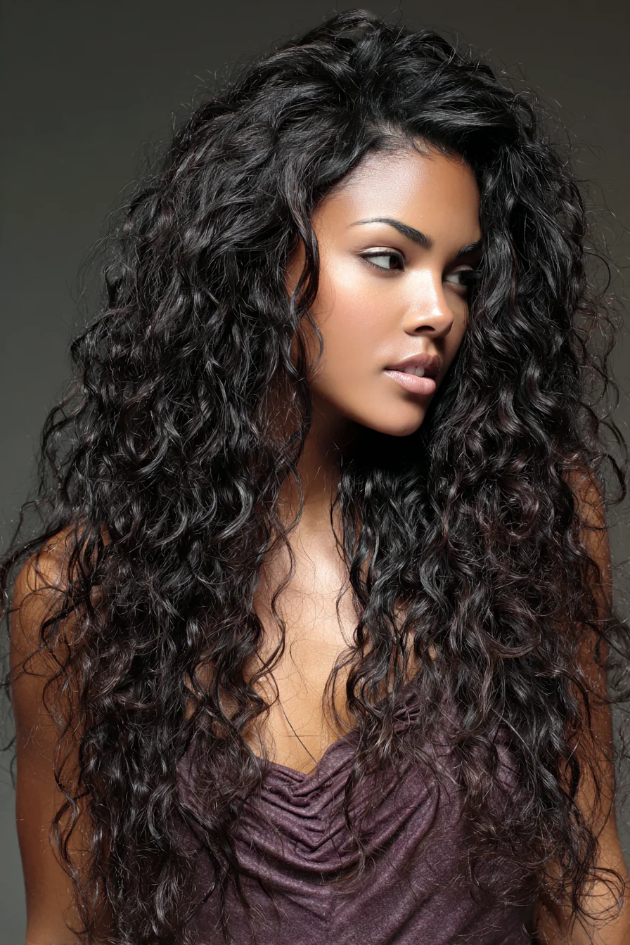 Long Layered Natural Curls — Voluminous Deep-Wave Styling