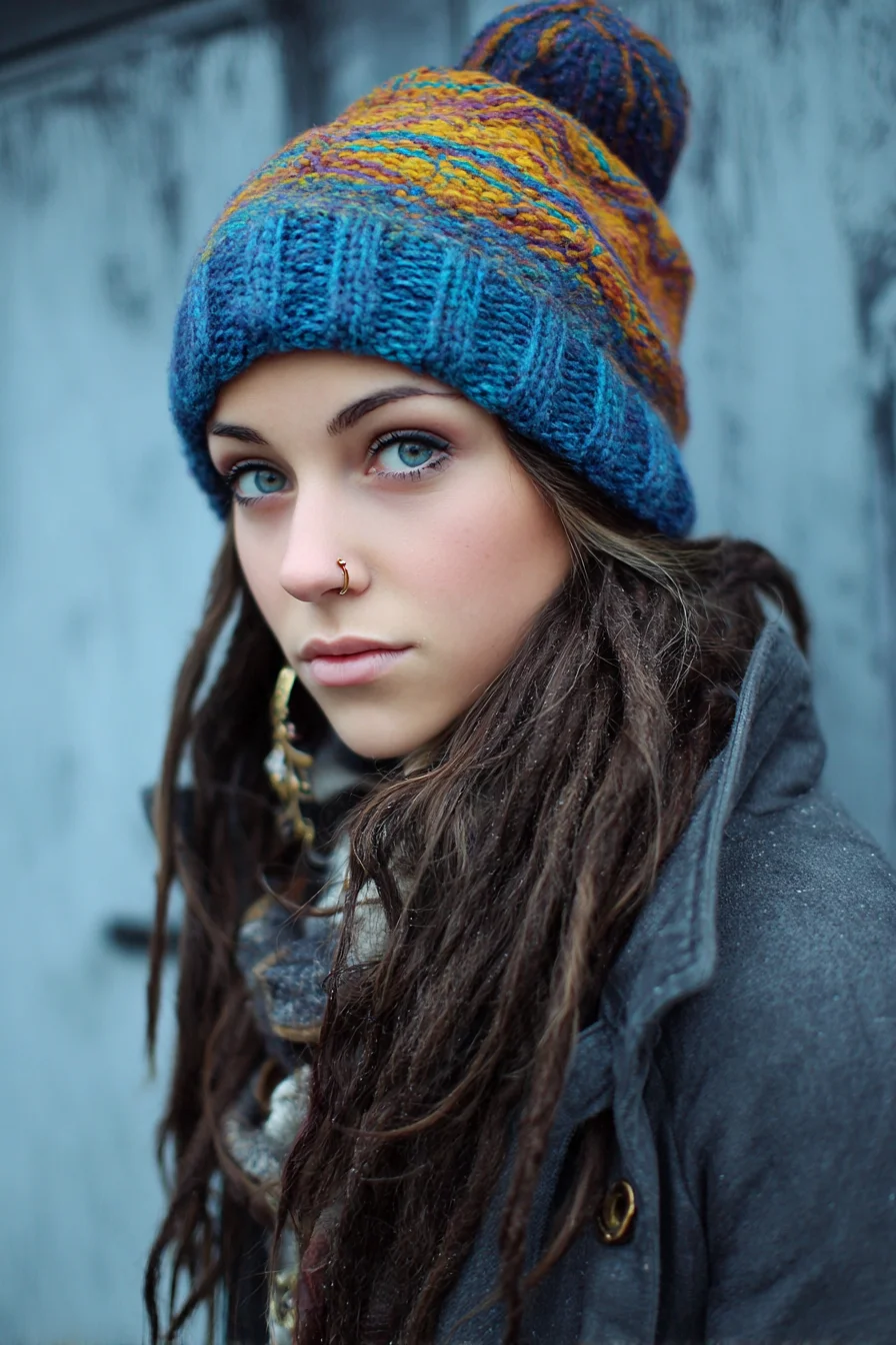 Long Textured Dreadlocks with Beanie — Casual Winter Loc Style