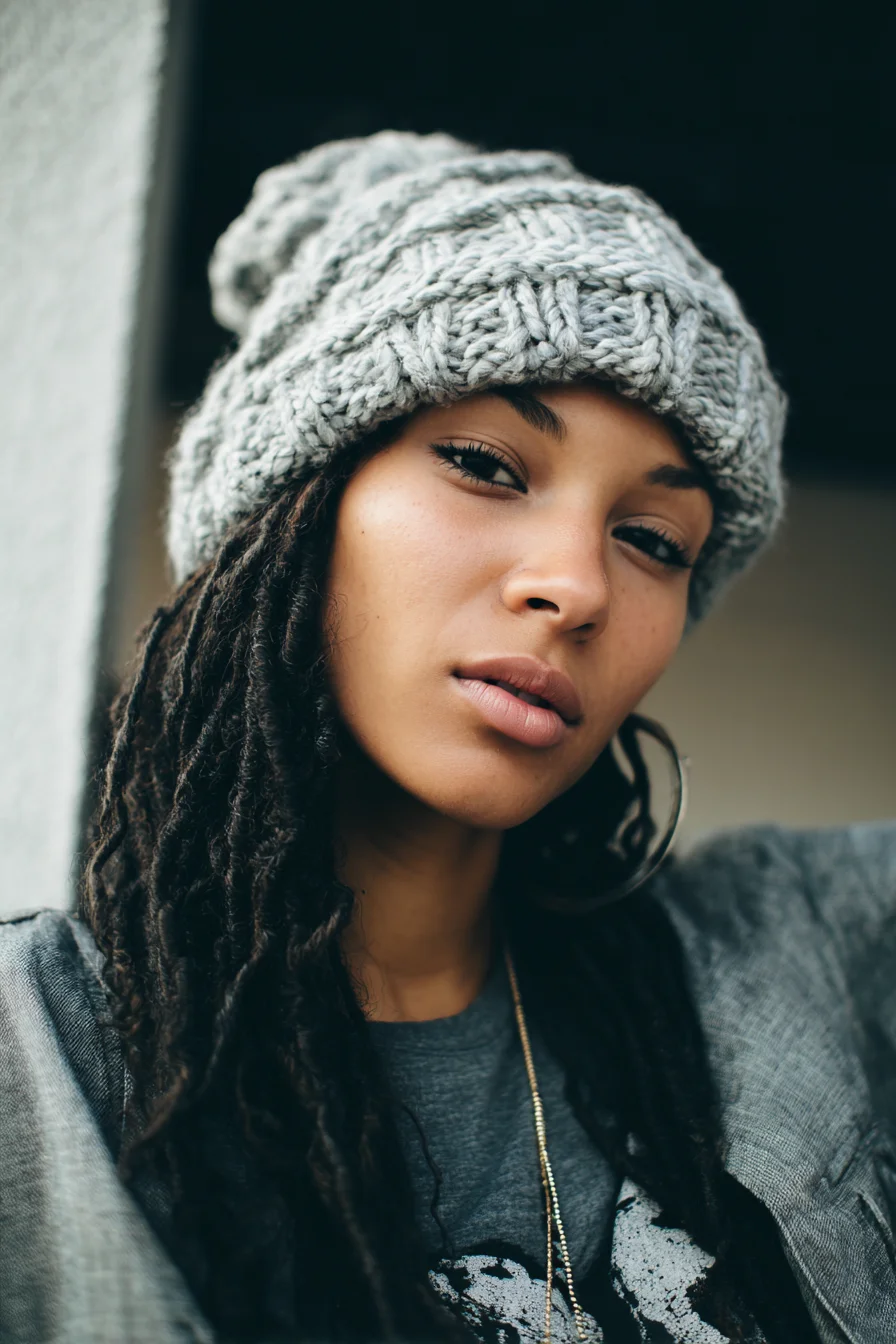 Long Textured Locs Styled for Beanie Wear — Casual, Low‑Maintenance Look