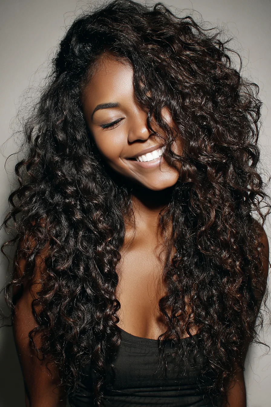 Long Voluminous Defined Curls — Layered Cut for Natural Texture