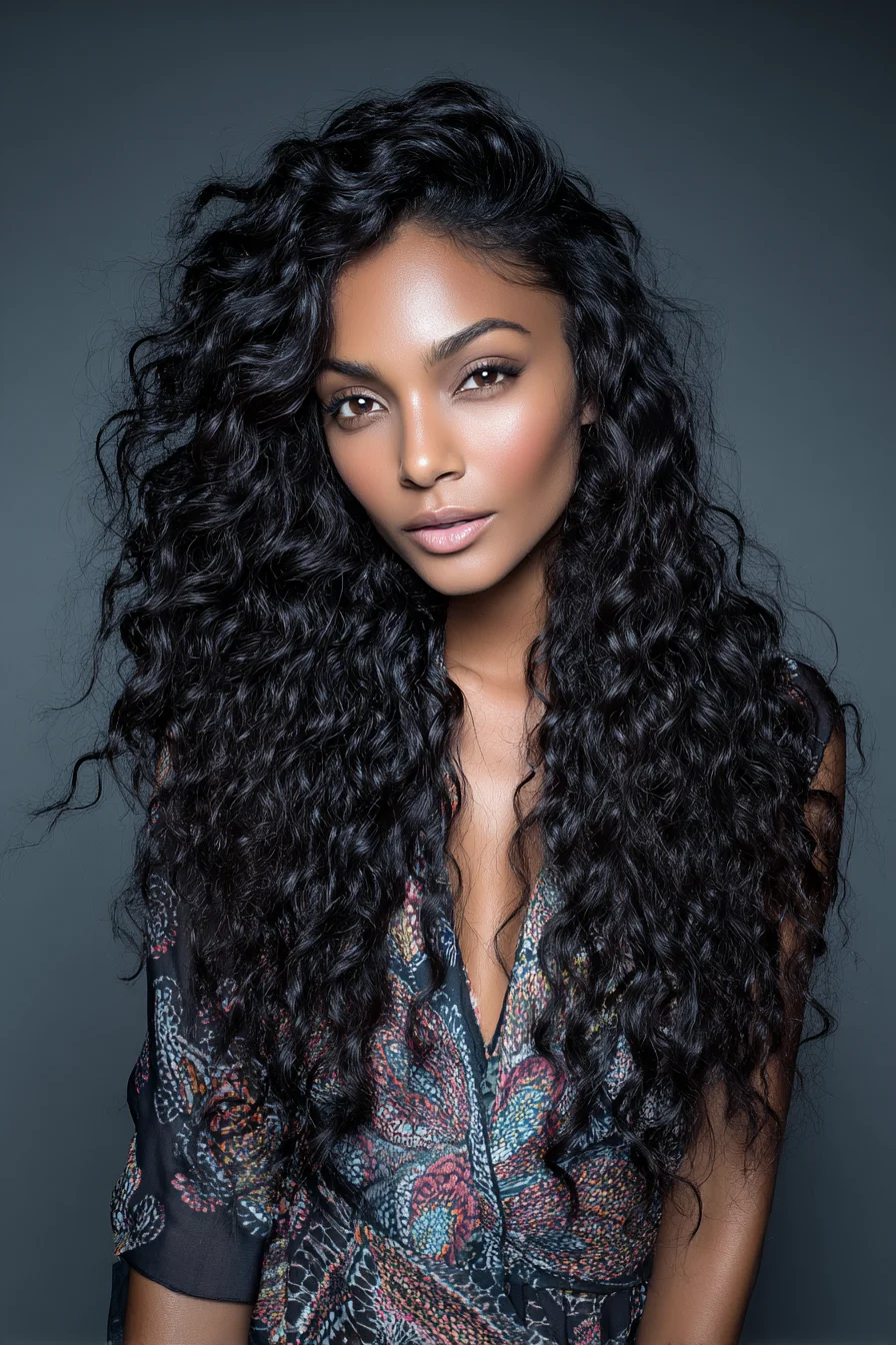 Long Voluminous Defined Curls with Face‑Framing Layers