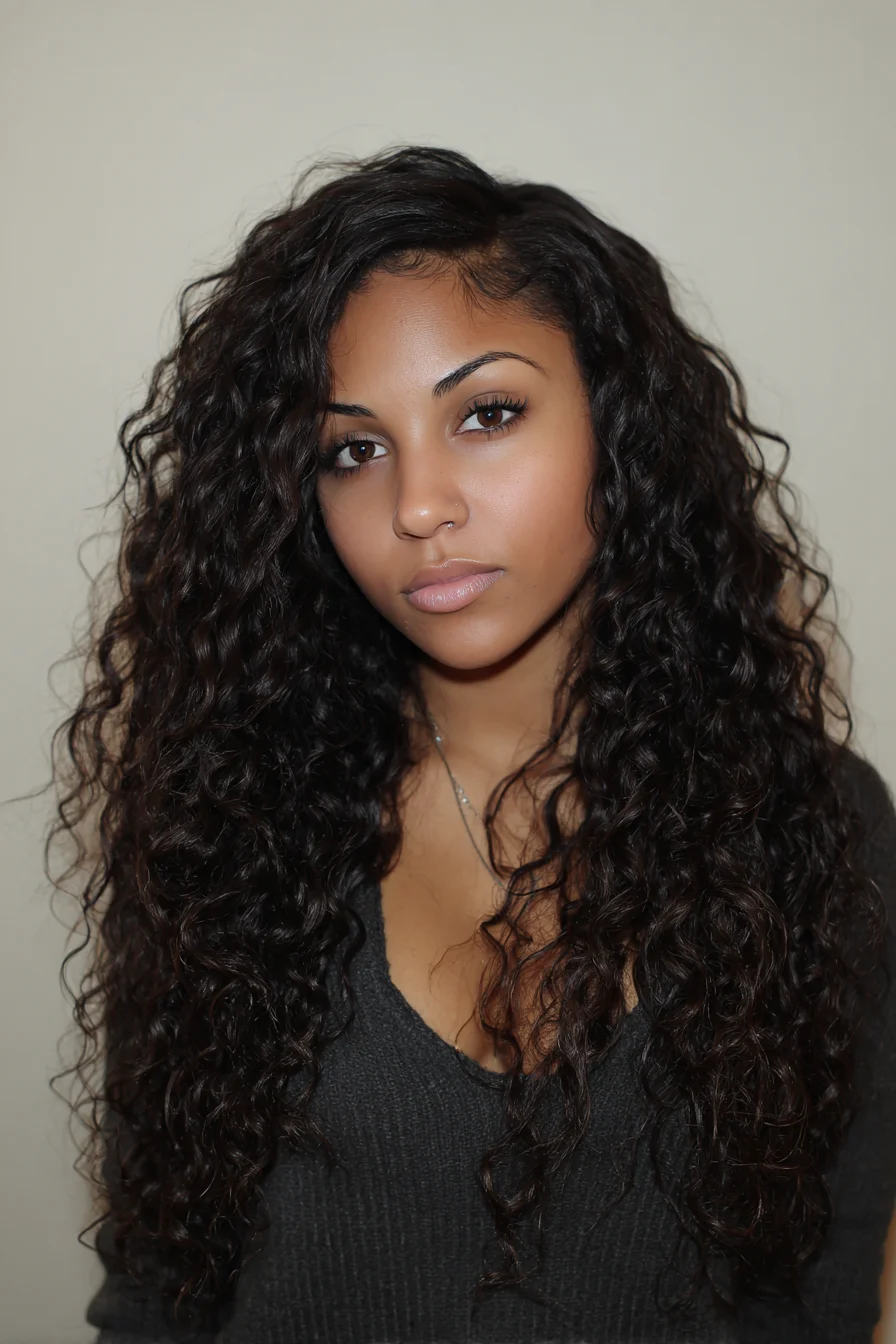Long Voluminous Natural Curls with Face‑Framing Layers