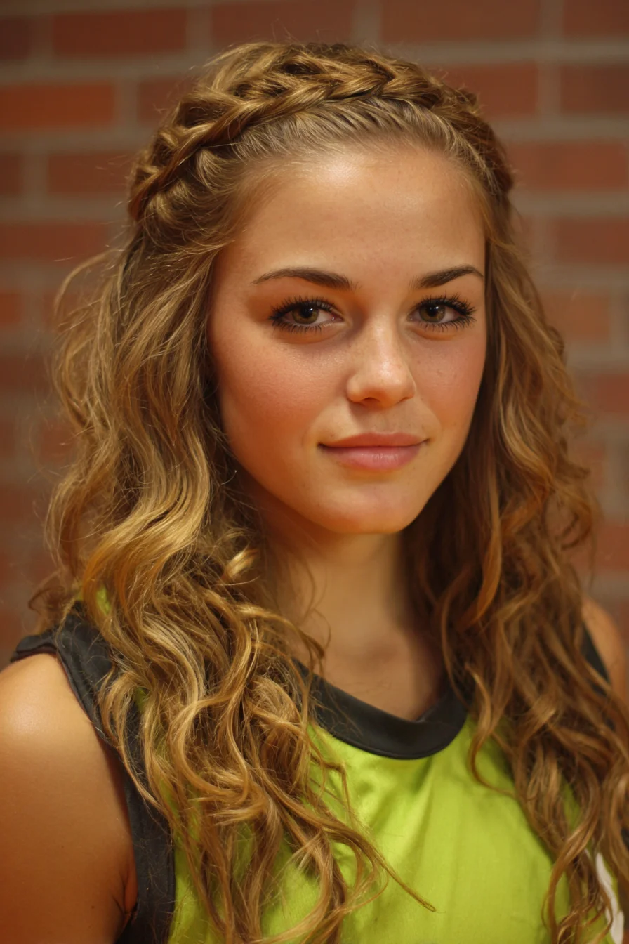 Loose Beach Waves with Front Crown Braid