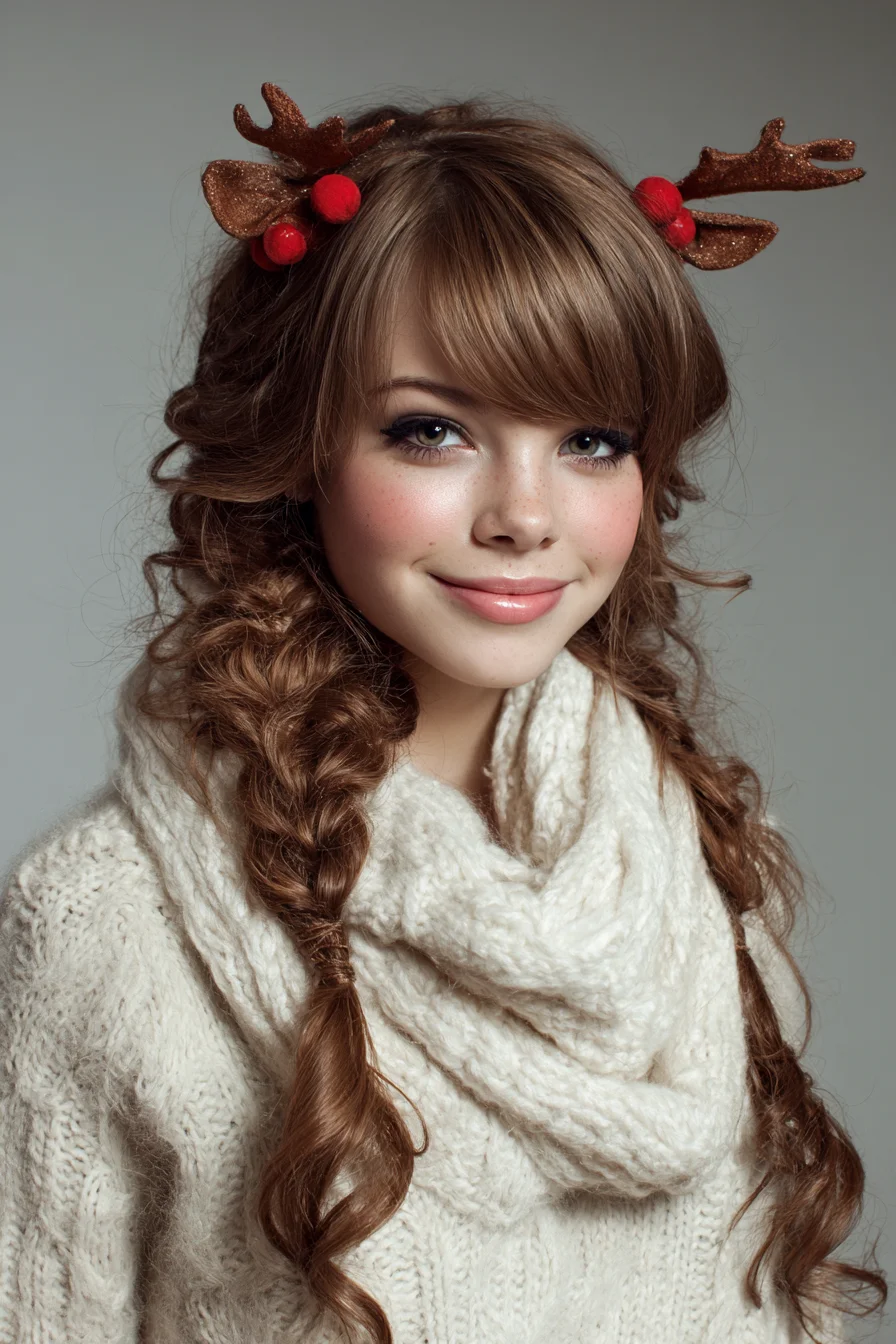 Loose Romantic Braided Pigtails with Side‑Swept Bangs