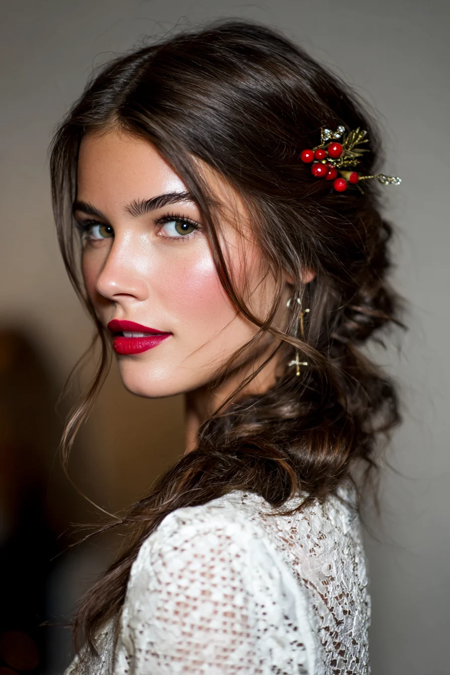 Loose Textured Side Braid with Romantic Face‑Framing Tendrils