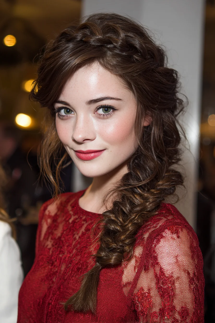 Loose Textured Side Fishtail with Braided Crown