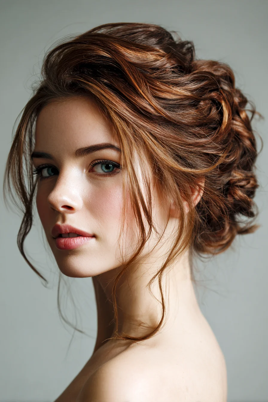Loose Textured Updo with Face‑Framing Tendrils
