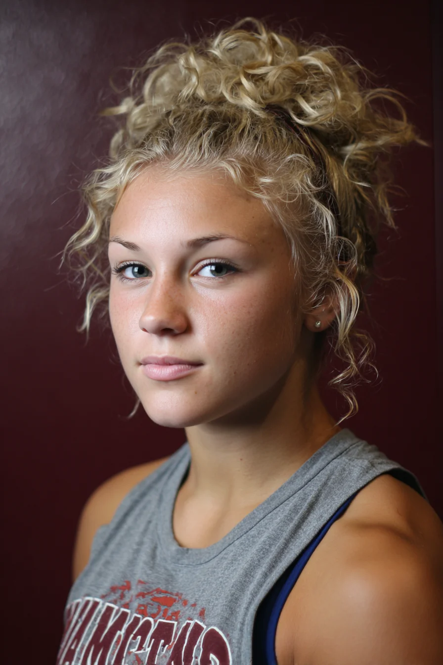 Messy Curly High Bun with Face‑Framing Ringlets — Curly Hair Updo