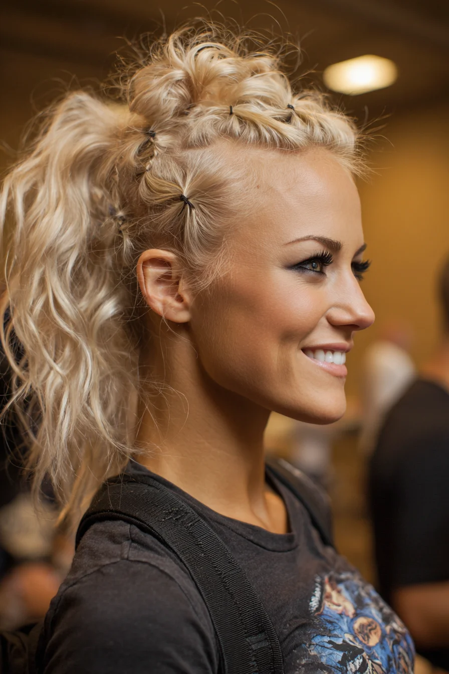 Mini-Pony Cascade into Textured High Ponytail