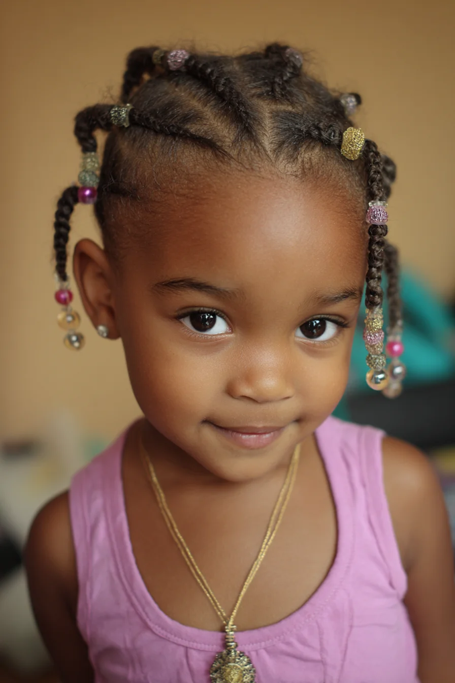 Neat Beaded Cornrows to Individual Braids — Kids Protective Style