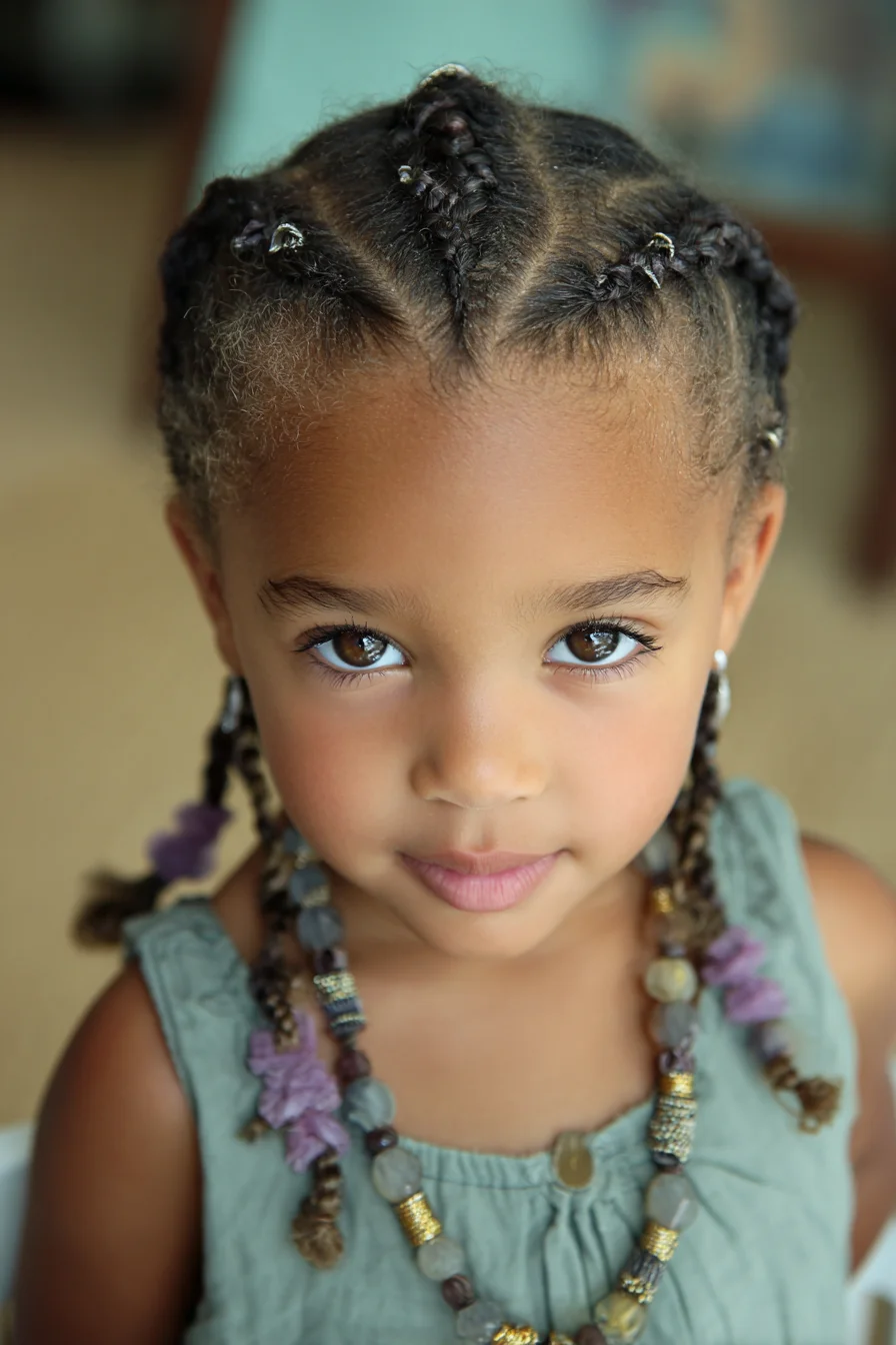 Neat Cornrows with Beaded Ends — Small Protective Braids for Textured Hair